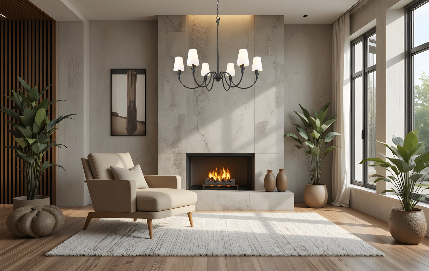 4014-46MB - Claudelle 6 Light 46" Chandelier - Matte Black