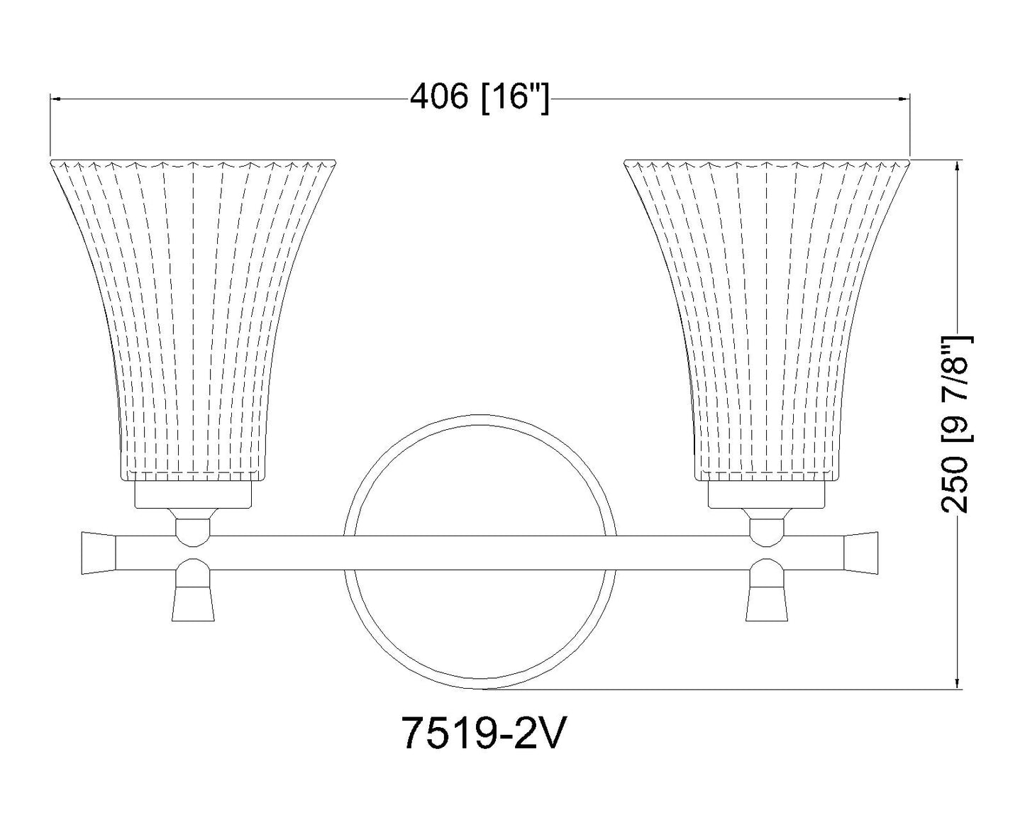 7519-2V-BN - Belle 2 Light 16" Vanity - Brushed Nickel