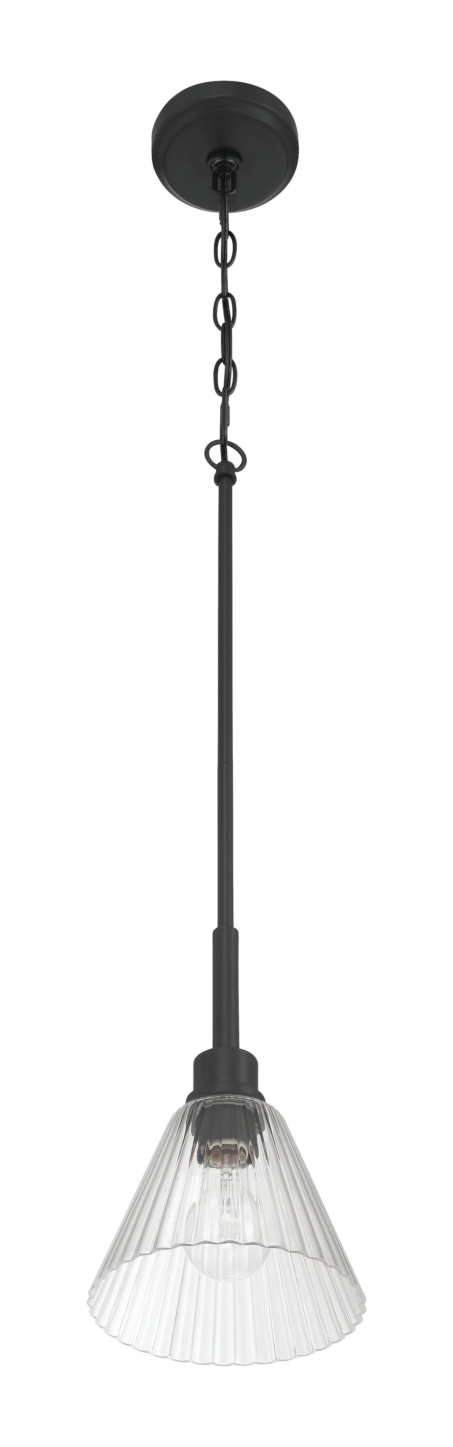 61191-FB - Pleated 1 Light 7.13" Wide Mini Pendant - Flat Black