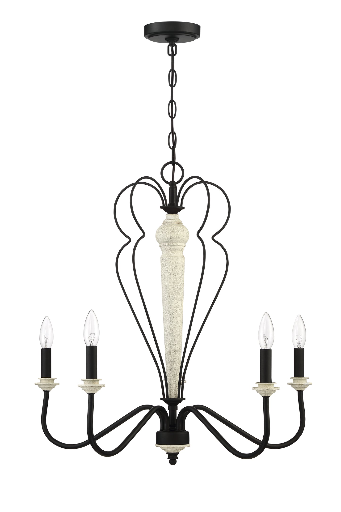 52525-CWESP - Anna 5 Light 26" Wide Chandelier - Cottage White / Espresso