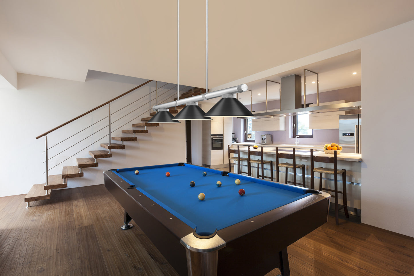 3050-3BN-MB15 - Vanguard 3 Light 58" Billiard - Brushed Nickel