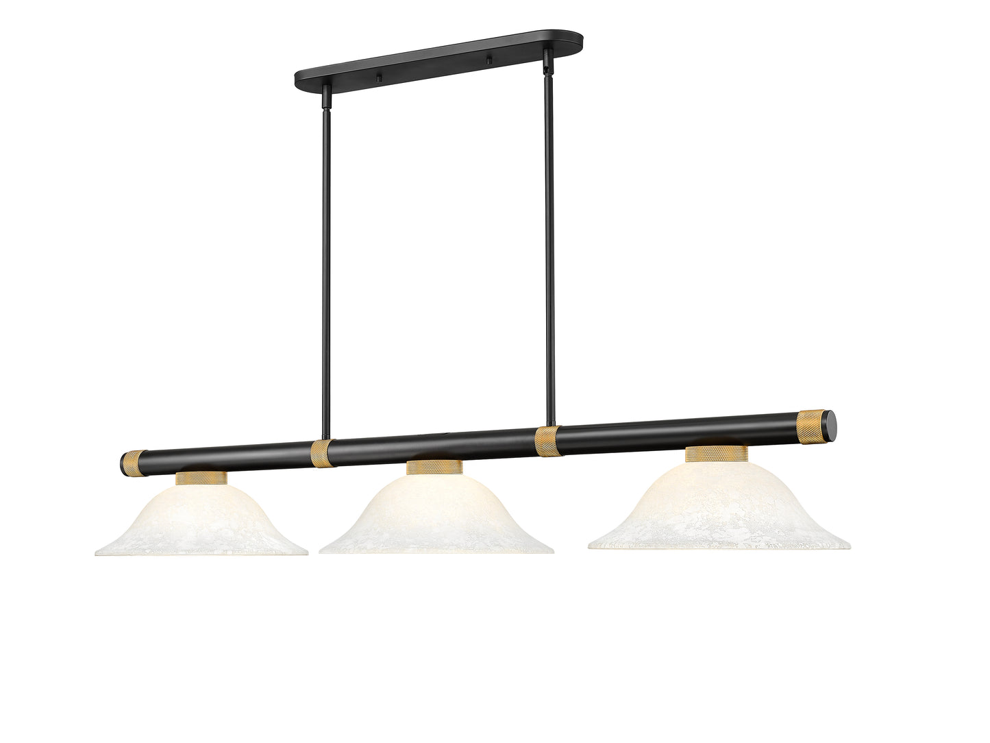 3050-3MB-RB-WM16 - Vanguard 3 Light 58" Billiard - Matte Black / Rubbed Brass