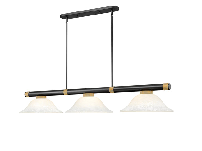 3050-3MB-RB-WM16 - Vanguard 3 Light 58" Billiard - Matte Black / Rubbed Brass
