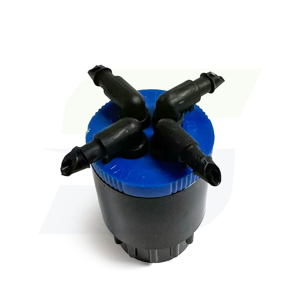 1/4" Barbed Cuatro-Flo Pressure Compensating 4 Outlet Bubbler, Blue - 2 GPH