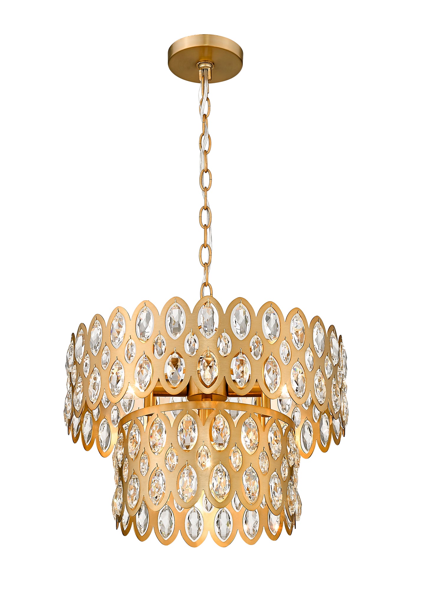 822P15-HB - Dealey 5 Light 16" Pendant - Heirloom Brass