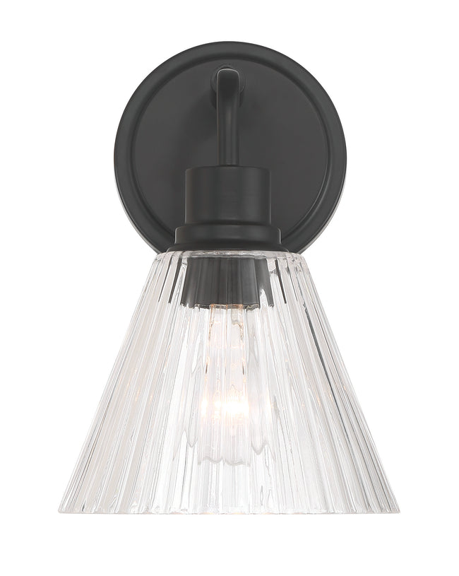 61101-FB - Pleated 1 Light 10.38" High Wall Sconce - Flat Black