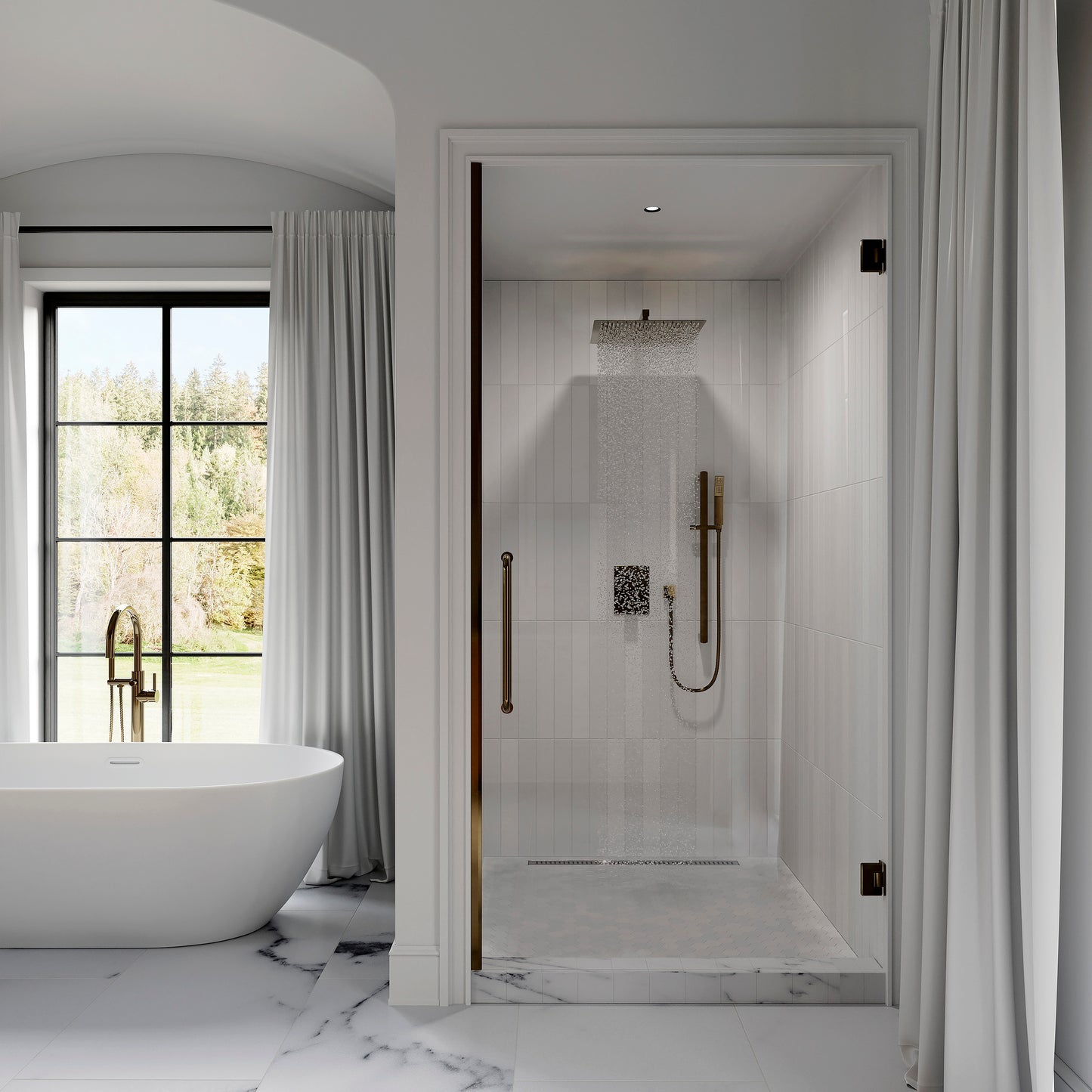 CBY-SHS-T2-CB - Autograph Edition Crystal Bay Thermostatic Shower System in Champagne Bronze