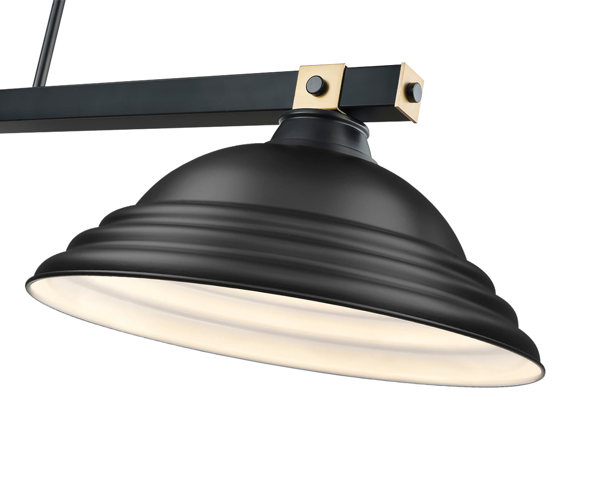 1955-3MB-RB-SMB - Bronte 3 Light 55" Billiard - Matte Black / Rubbed Brass