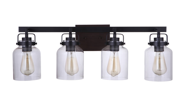 53604-FBDT - Foxwood 4 Light 29" Wide Vanity Light - Flat Black / Dark Teak