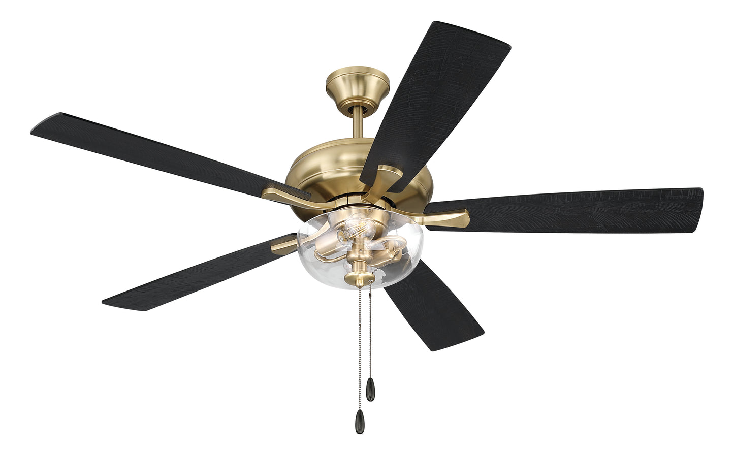ECF201SB5-BWNFB - EOS 2 Light Clear Bowl 52" Ceiling Fan 52" 5 Blade Ceiling Fan with Light Kit - Satin Brass