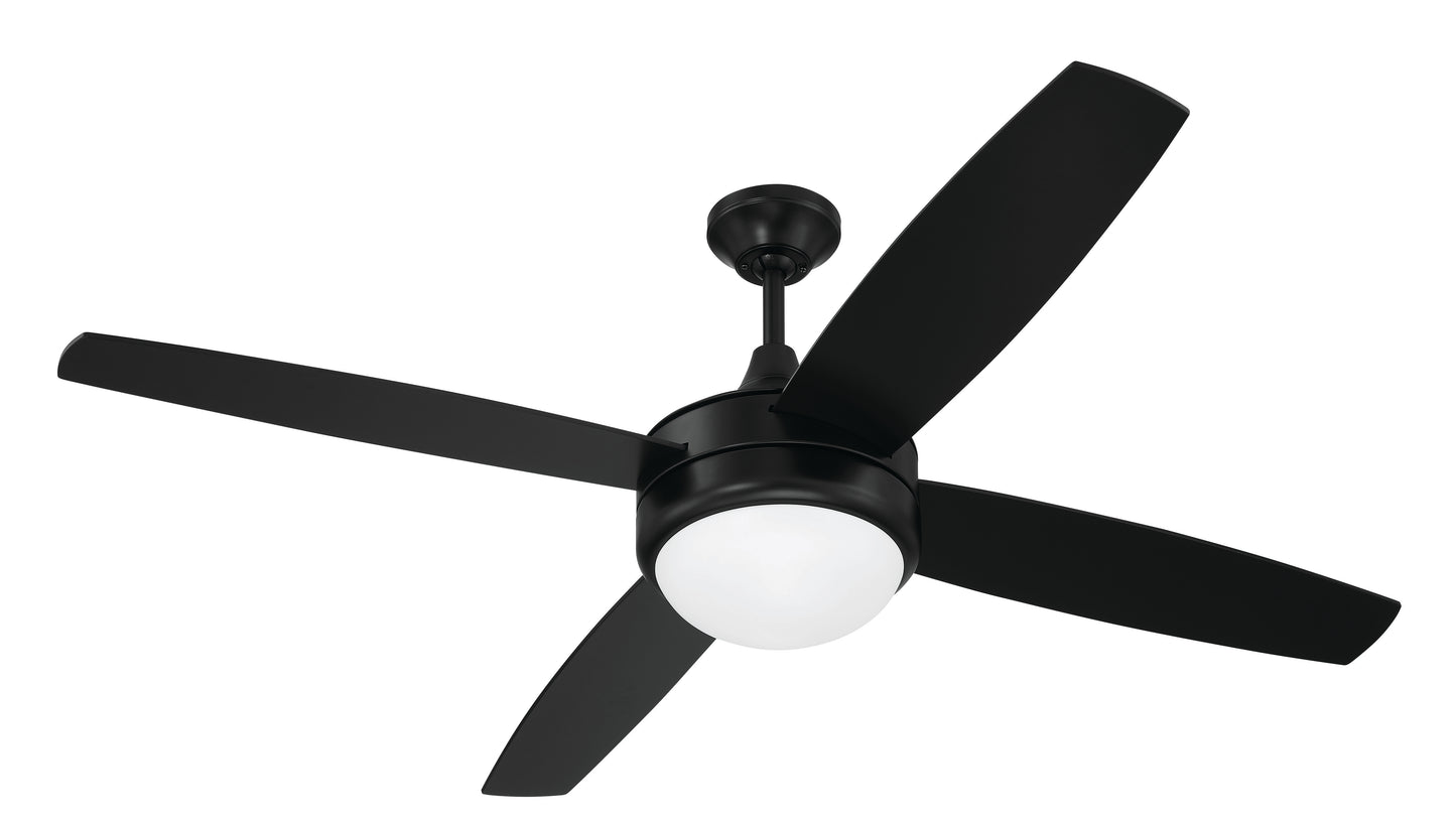 PHZ52FB4 - Phaze II 4- Blade 52" 4 Blade Ceiling Fan with Light Kit - Flat Black