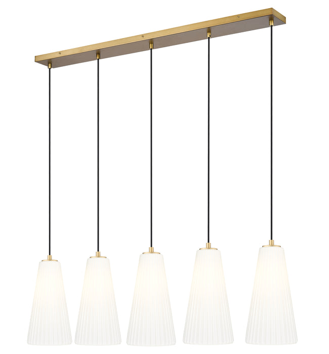 3043P7-5L-MGLD - Farrell 5 Light Linear 42" Chandelier - Modern Gold