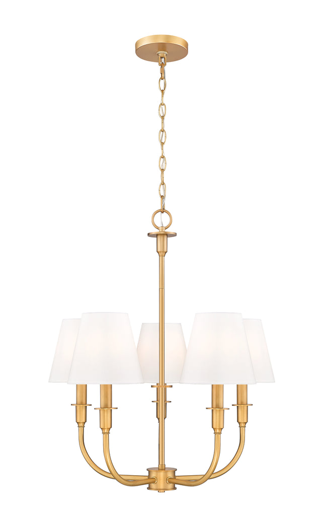 3049-18C-RB - Tova 5 Light 22" Chandelier - Rubbed Brass