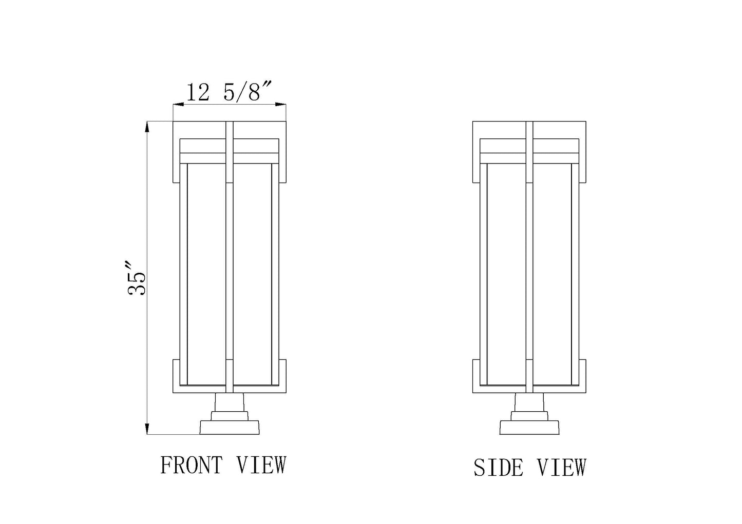 5031PHXLS-SQPM-BK - Fortis 3 Light Outdoor Pier Mounted 35" Fixture - Sand Black