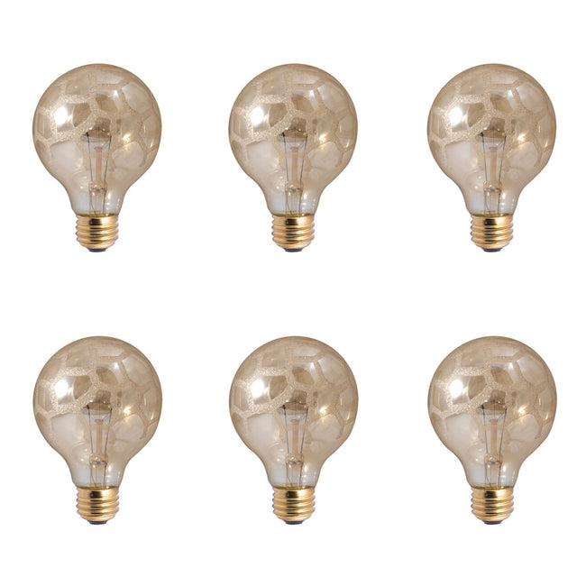 144025 - Dimmable Amber Marble G25 Incandescent Light Bulb - 40 Watt - 6 Pack