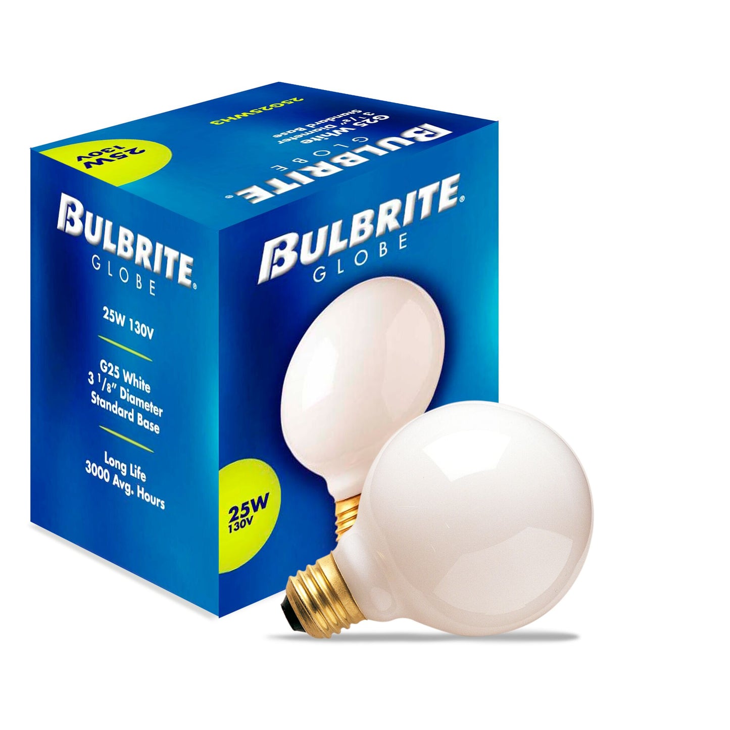 330025 - Dimmable White G25 Incandescent Light Bulb - 25 Watt - 2700K - 24 Pack
