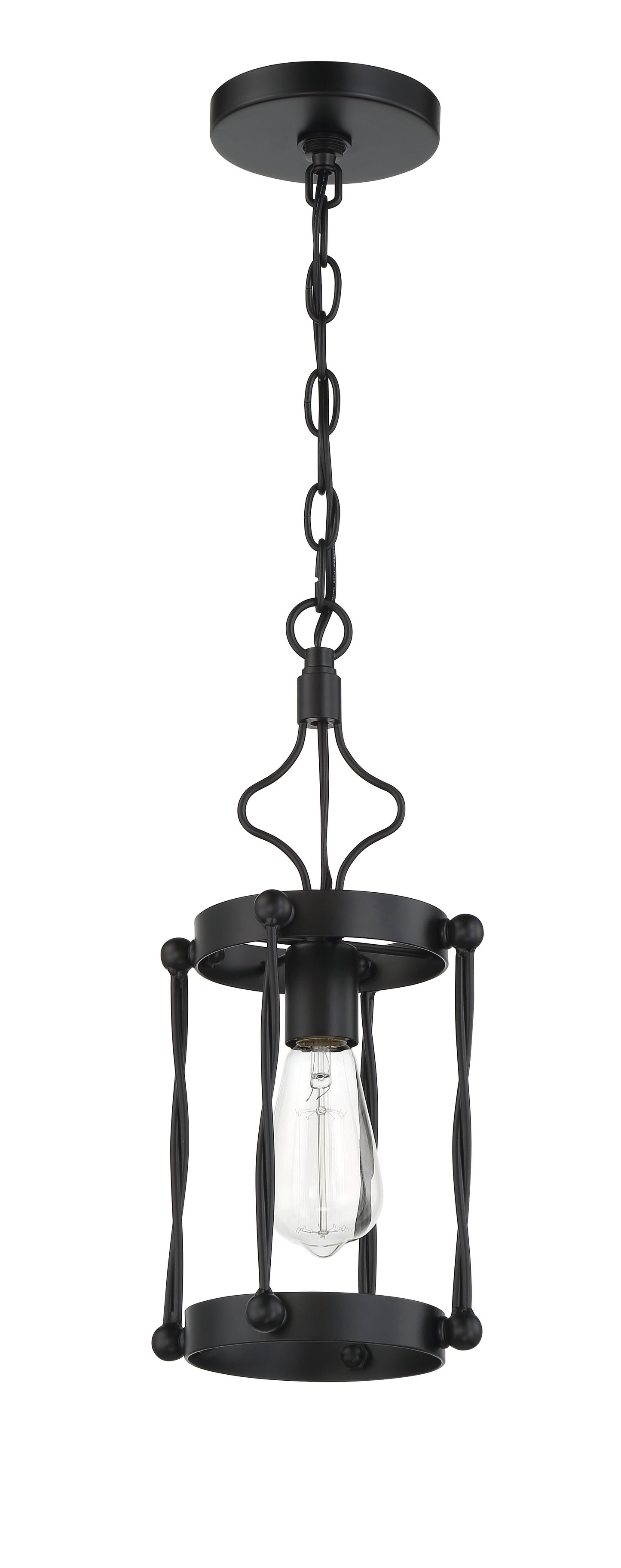 57091-FB - Jolenne 1 Light 7" Wide Mini Pendant - Flat Black