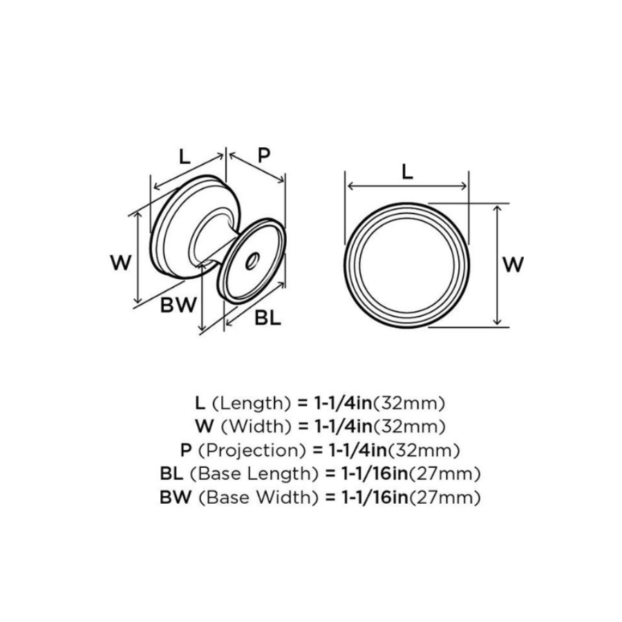 BP55342BBZ-10PACK - 1 1/4" Diameter Knob - Golden Champagne