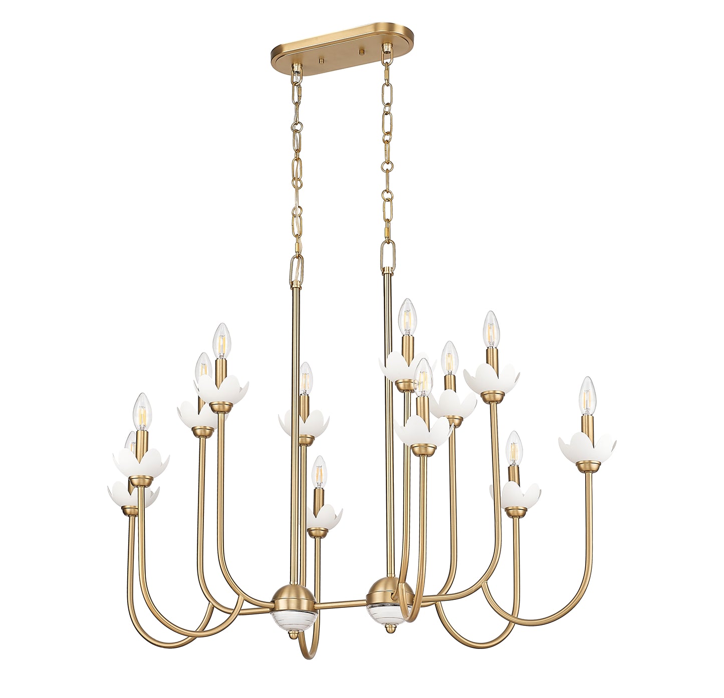 352-42L-MGLD - Allistair 12 Light Linear 42" Chandelier - Modern Gold