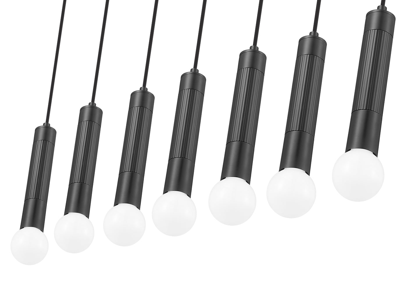 1956P-7L-MB - Stari 7 Light Linear 54" Chandelier - Matte Black