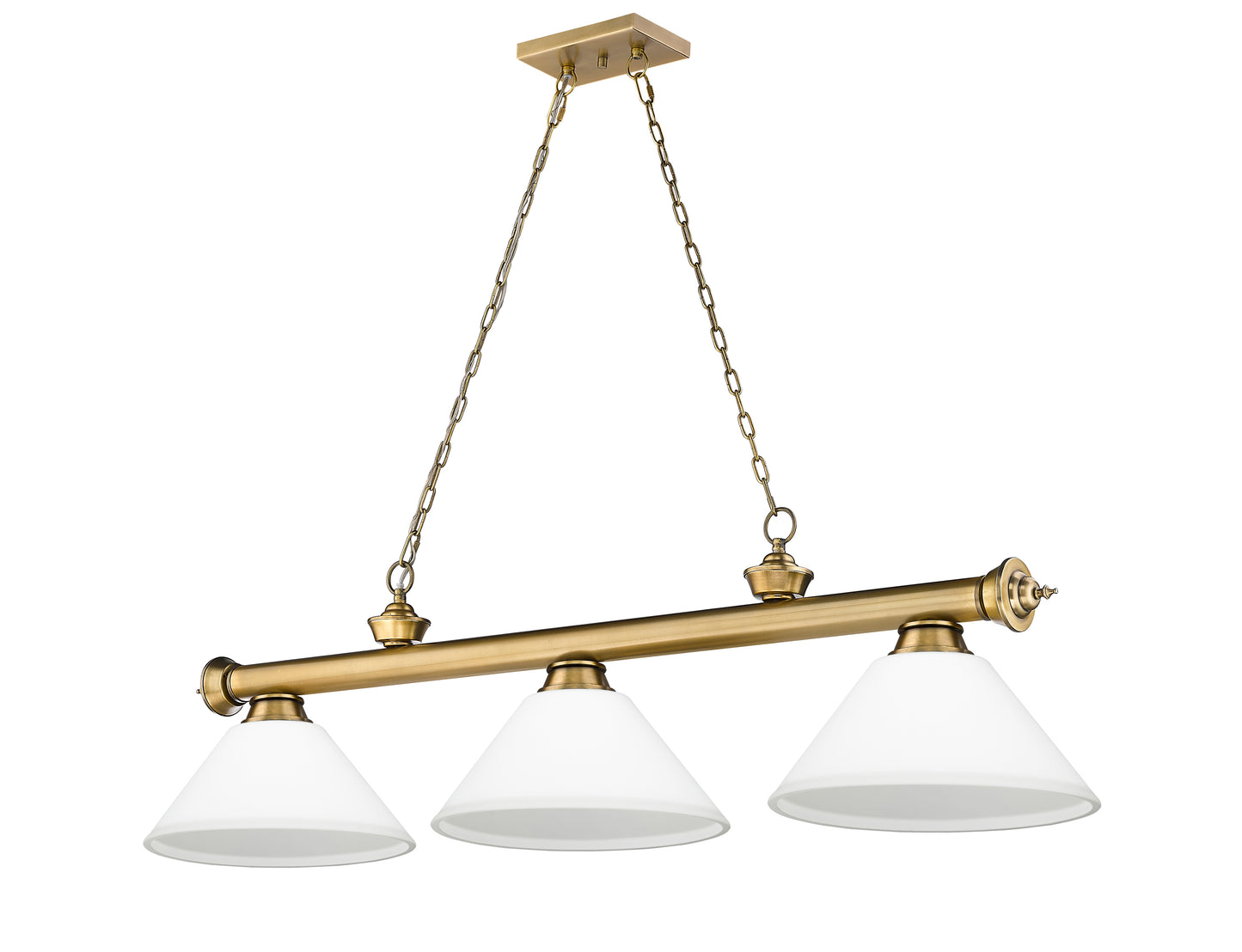 2306-3RB-AMO14 - Cordon 3 Light 57" Billiard - Rubbed Brass