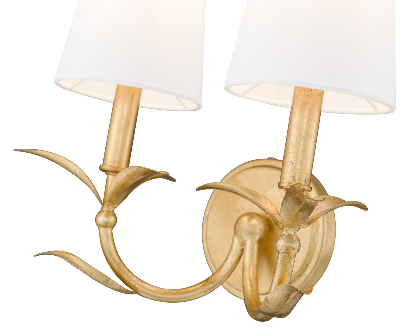 830-2S-GLF - Aslin 2 Light Wall 12" Sconce - Gold Leaf