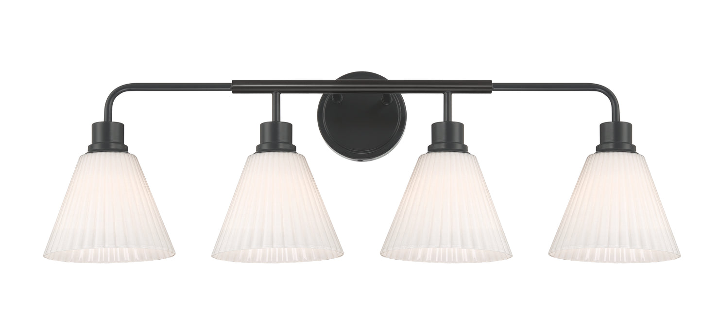 62304-FB - Pleated II 4 Light 34" Wide Vanity Light - Flat Black