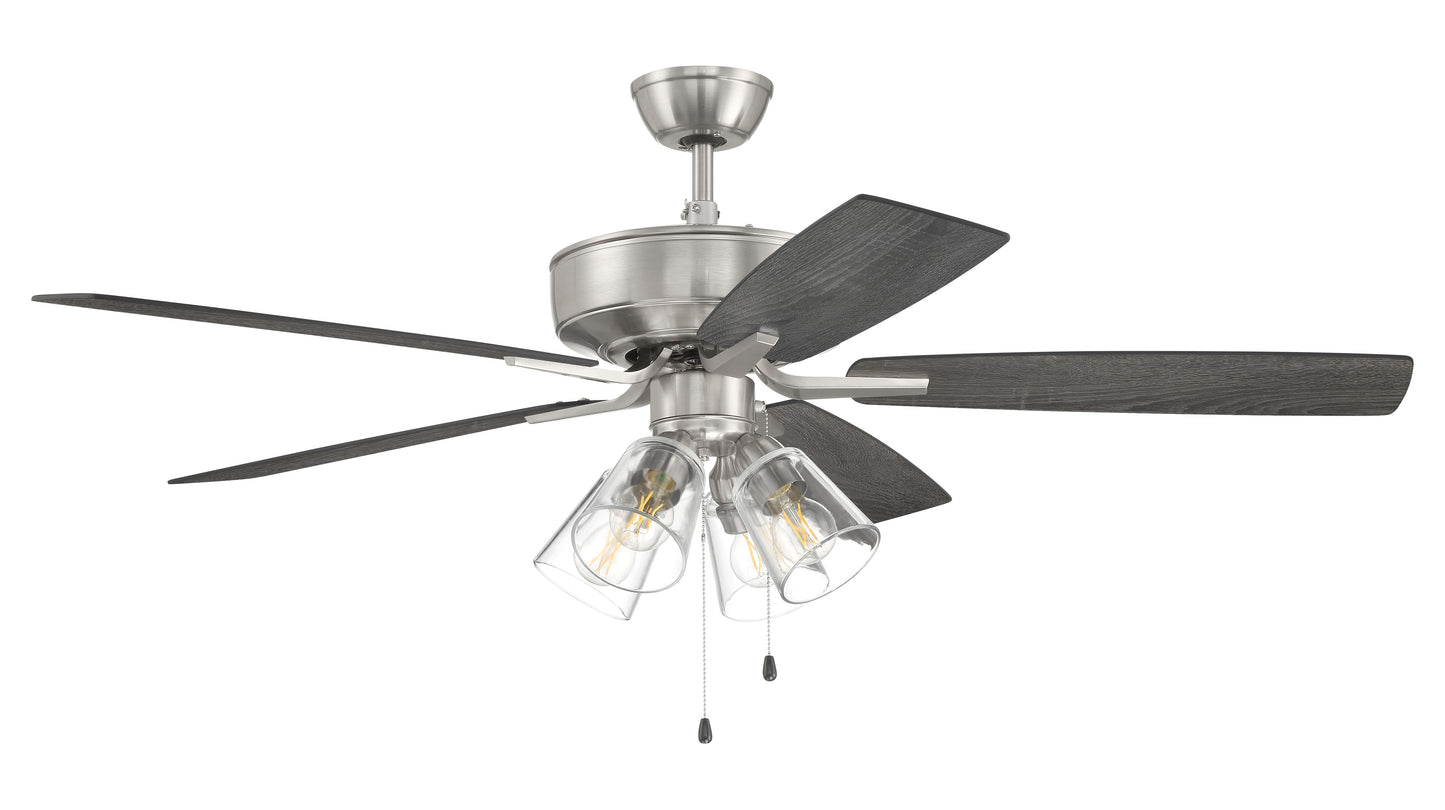 P104BNK5-52FBGW - Pro Plus 104 52" 5 Blade Ceiling Fan with Light Kit - Brushed Nickel