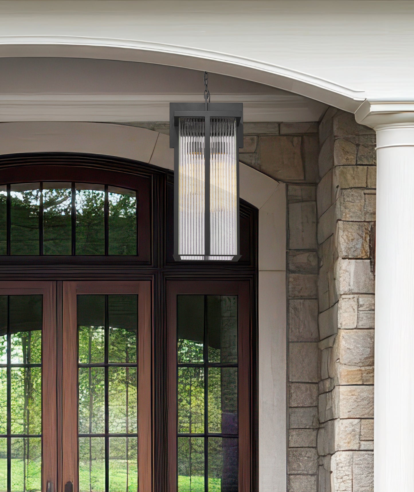 5031CHXL-BK - Fortis 3 Light Outdoor Chain Mount Ceiling 31" Fixture - Sand Black