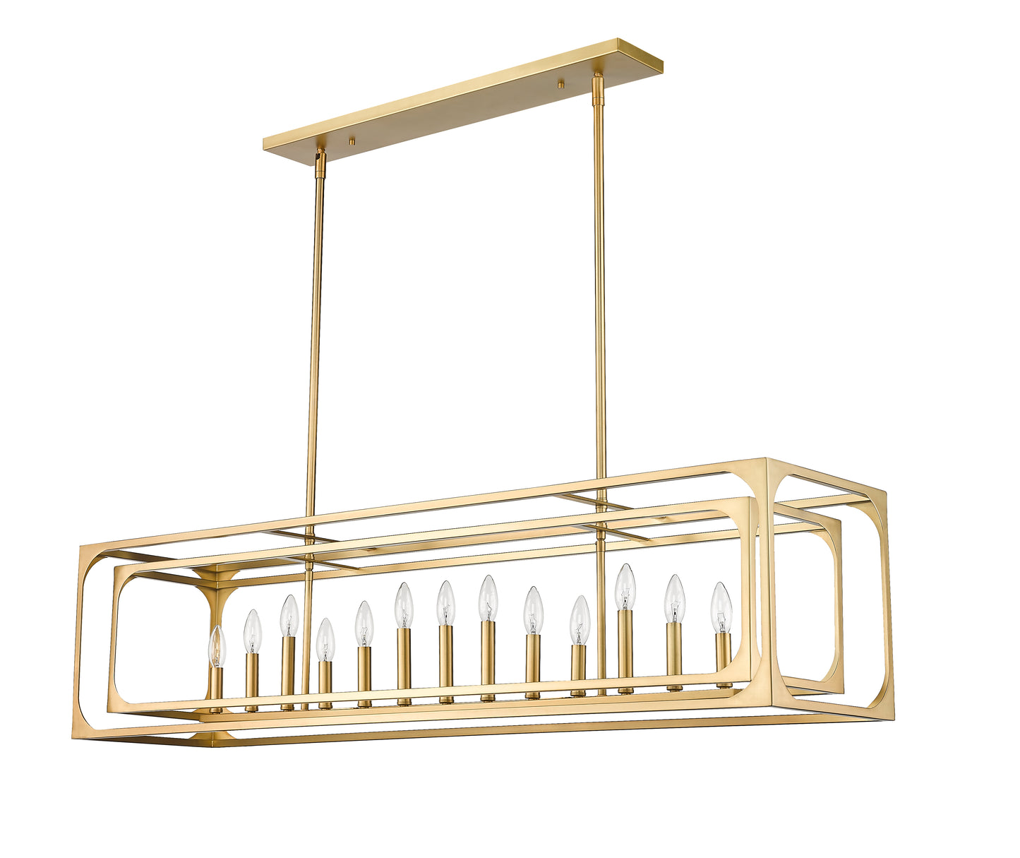 3038-13L-RB - Easton 13 Light Linear 54" Chandelier - Rubbed Brass