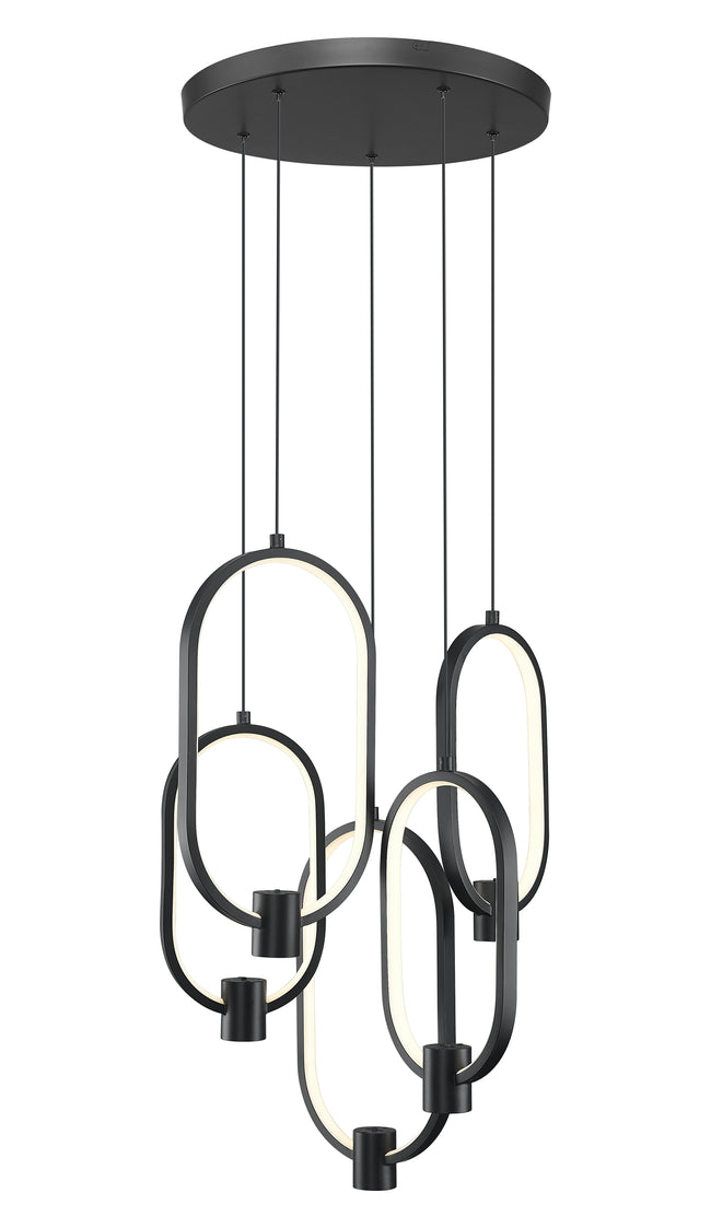 4101-5MB-LED - Saros 5 Light 18" Chandelier - Matte Black