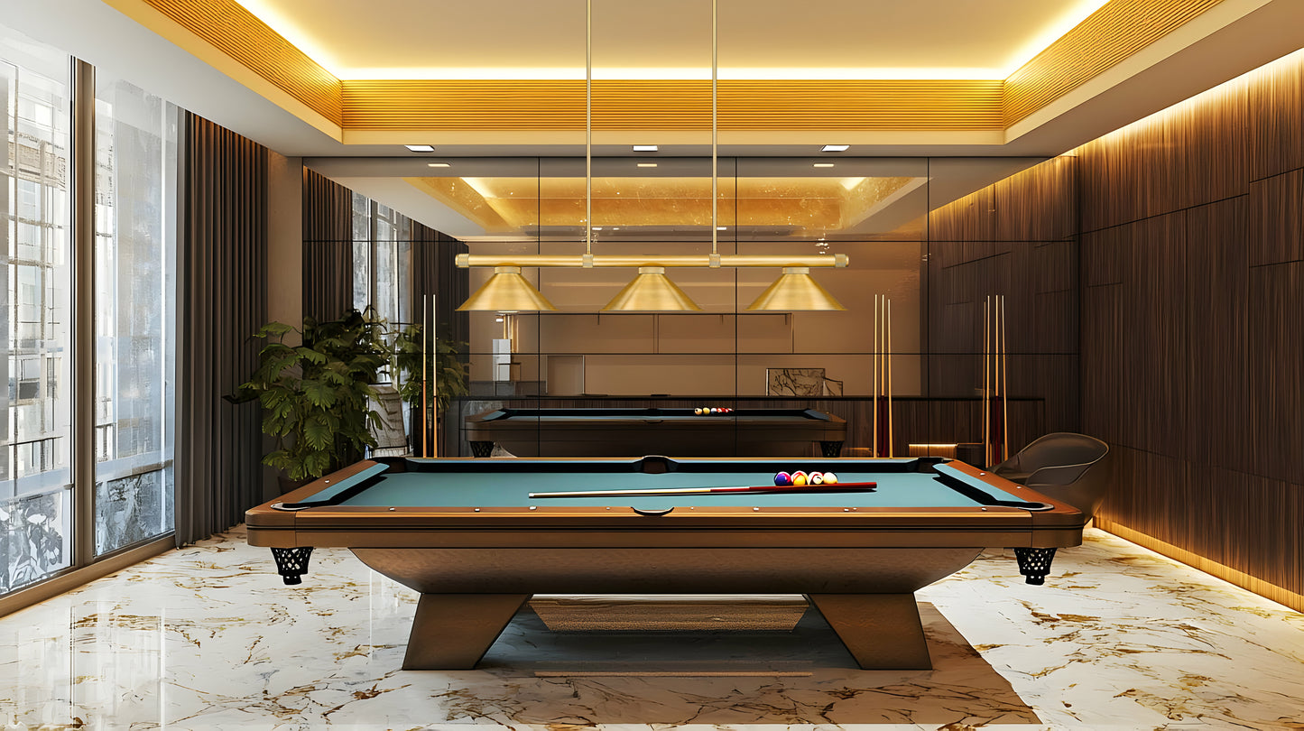 3050-3RB-RB15 - Vanguard 3 Light 58" Billiard - Rubbed Brass