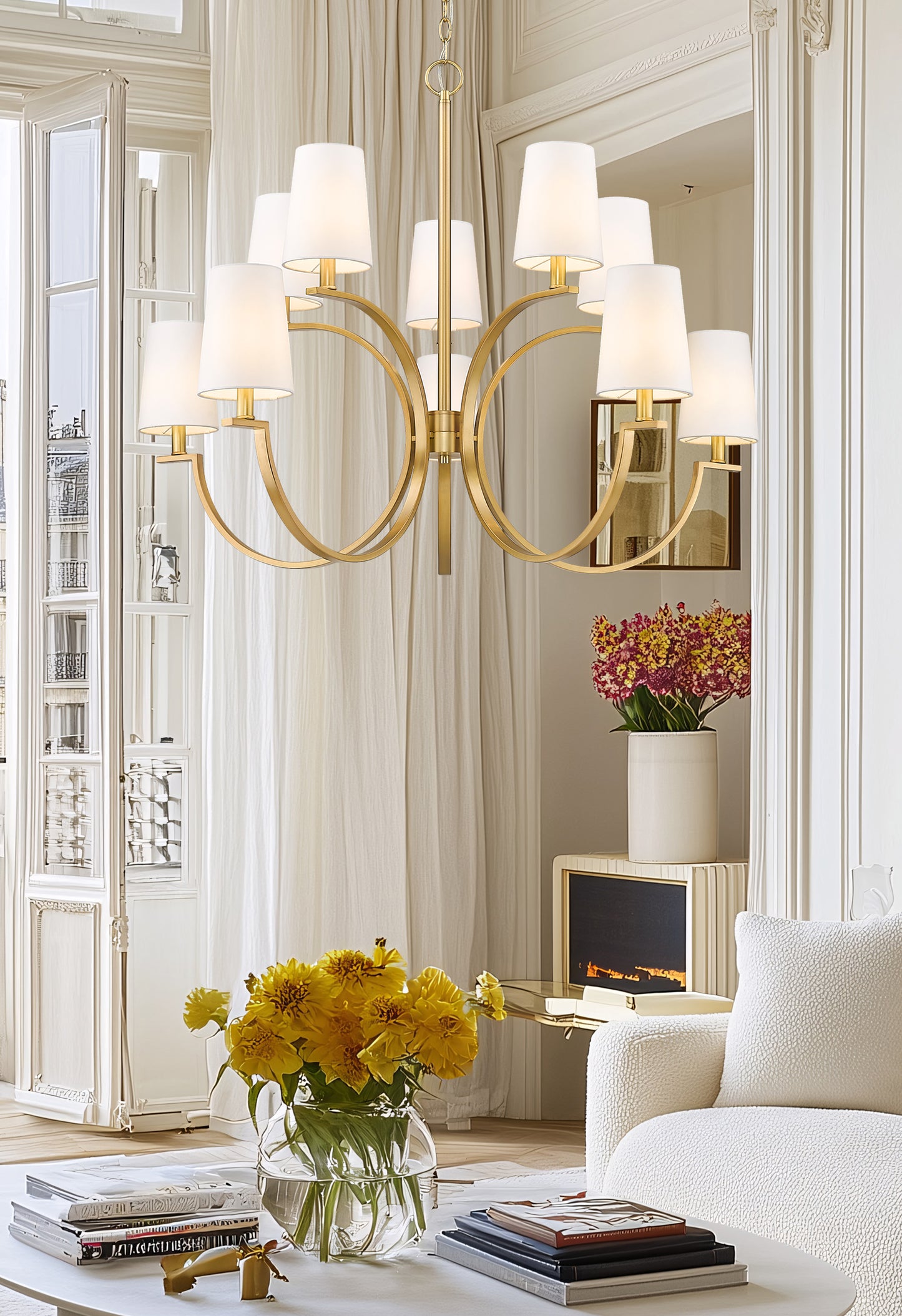 2016-10MGLD - Cordelia 10 Light 40" Chandelier - Modern Gold