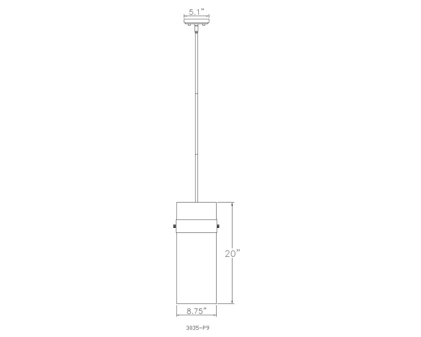 3035P9-MB - Fontaine 3 Light 9" Pendant - Matte Black