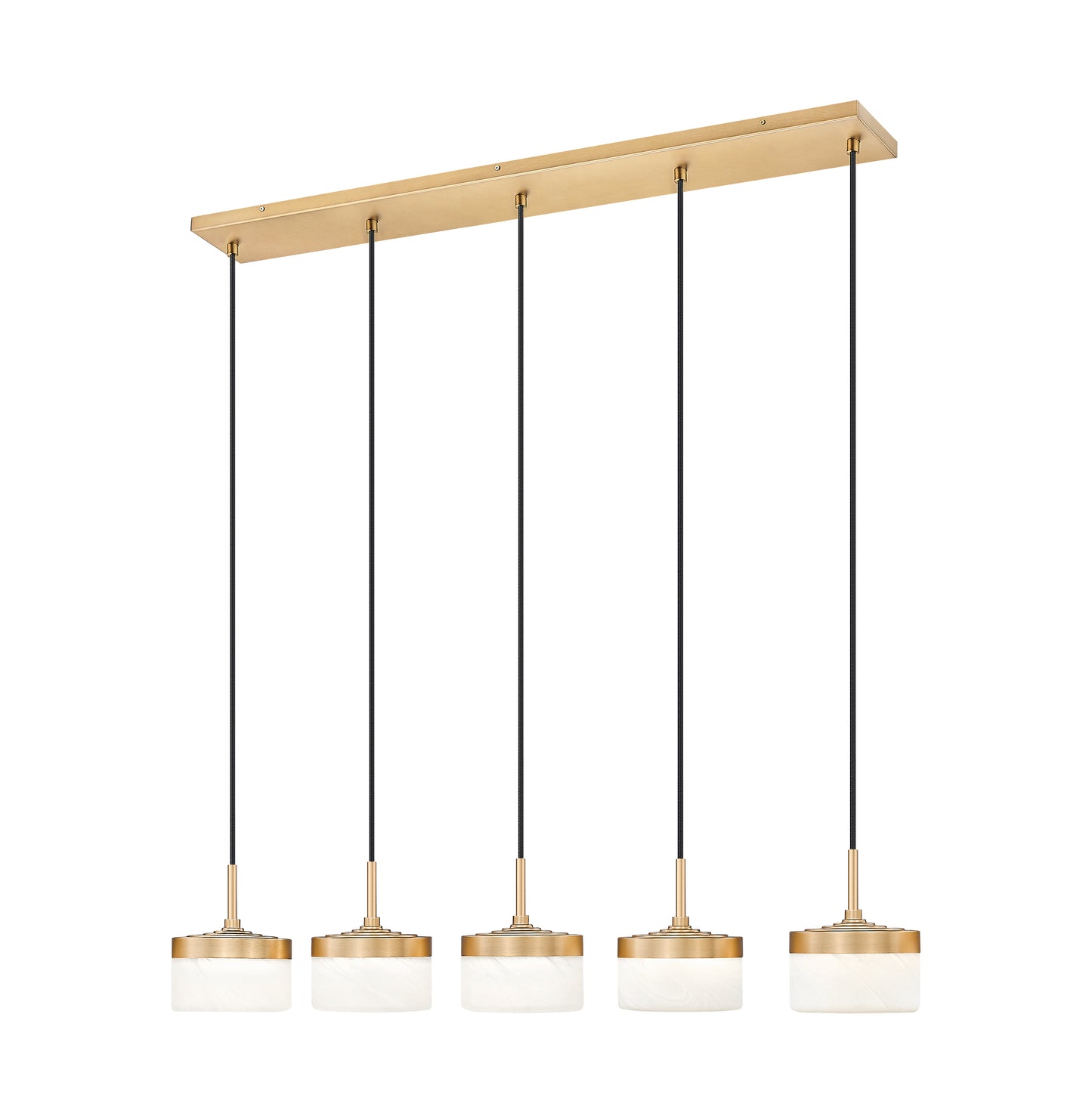 827P6-5L-MGLD-LED - Renaud 5 Light Linear 46" Chandelier - Modern Gold