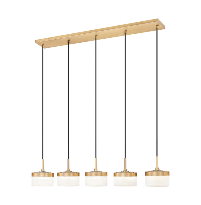 827P6-5L-MGLD-LED - Renaud 5 Light Linear 46" Chandelier - Modern Gold