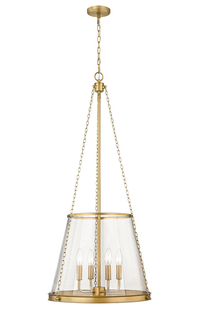 341P18-RB - Prescott 4 Light 18" Pendant - Rubbed Brass