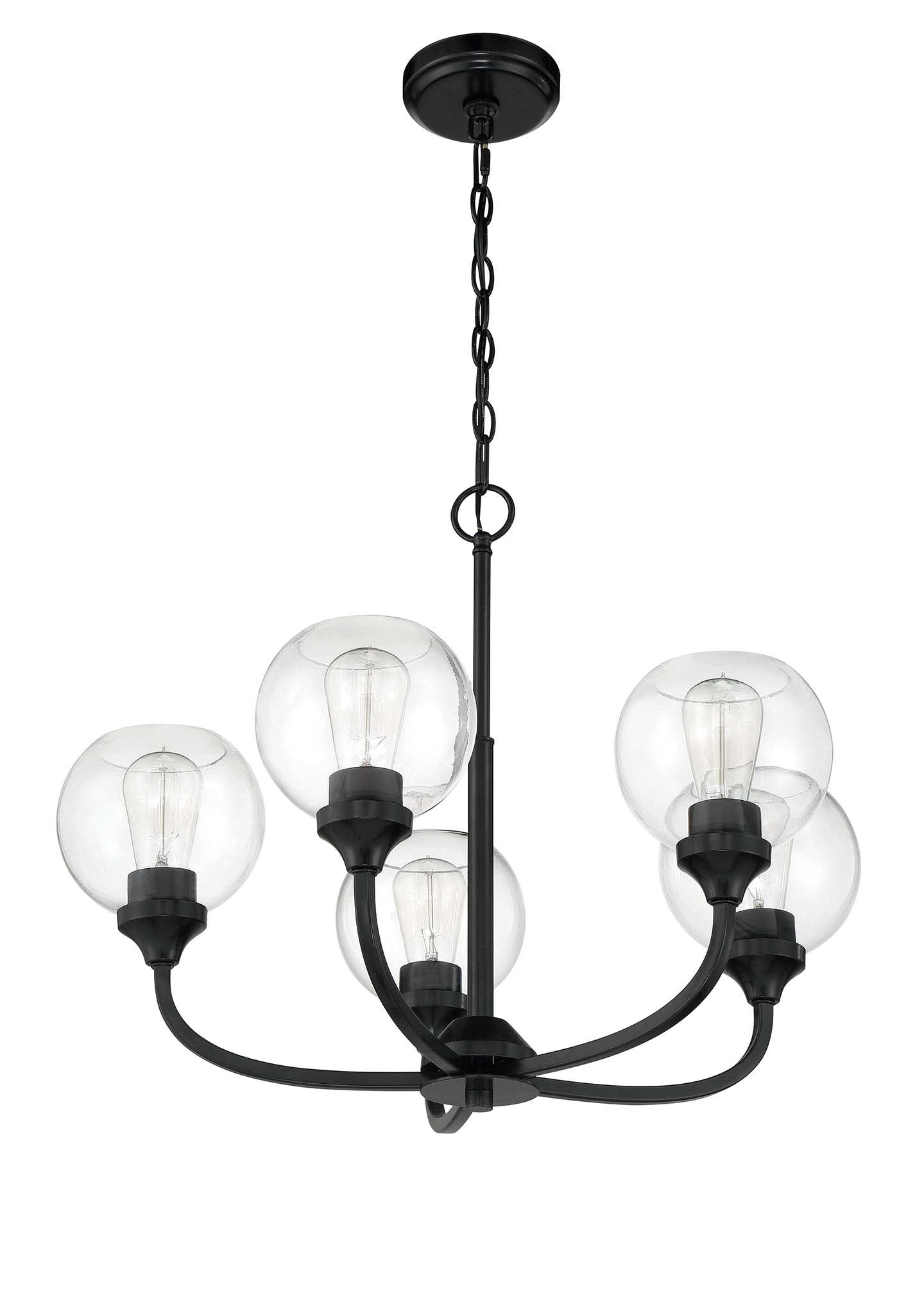 56225-FB - Glenda 5 Light 24" Wide Chandelier - Flat Black