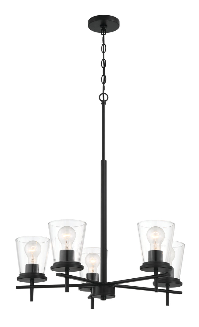 60425-FB - Connell 5 Light 25" Wide Chandelier - Flat Black