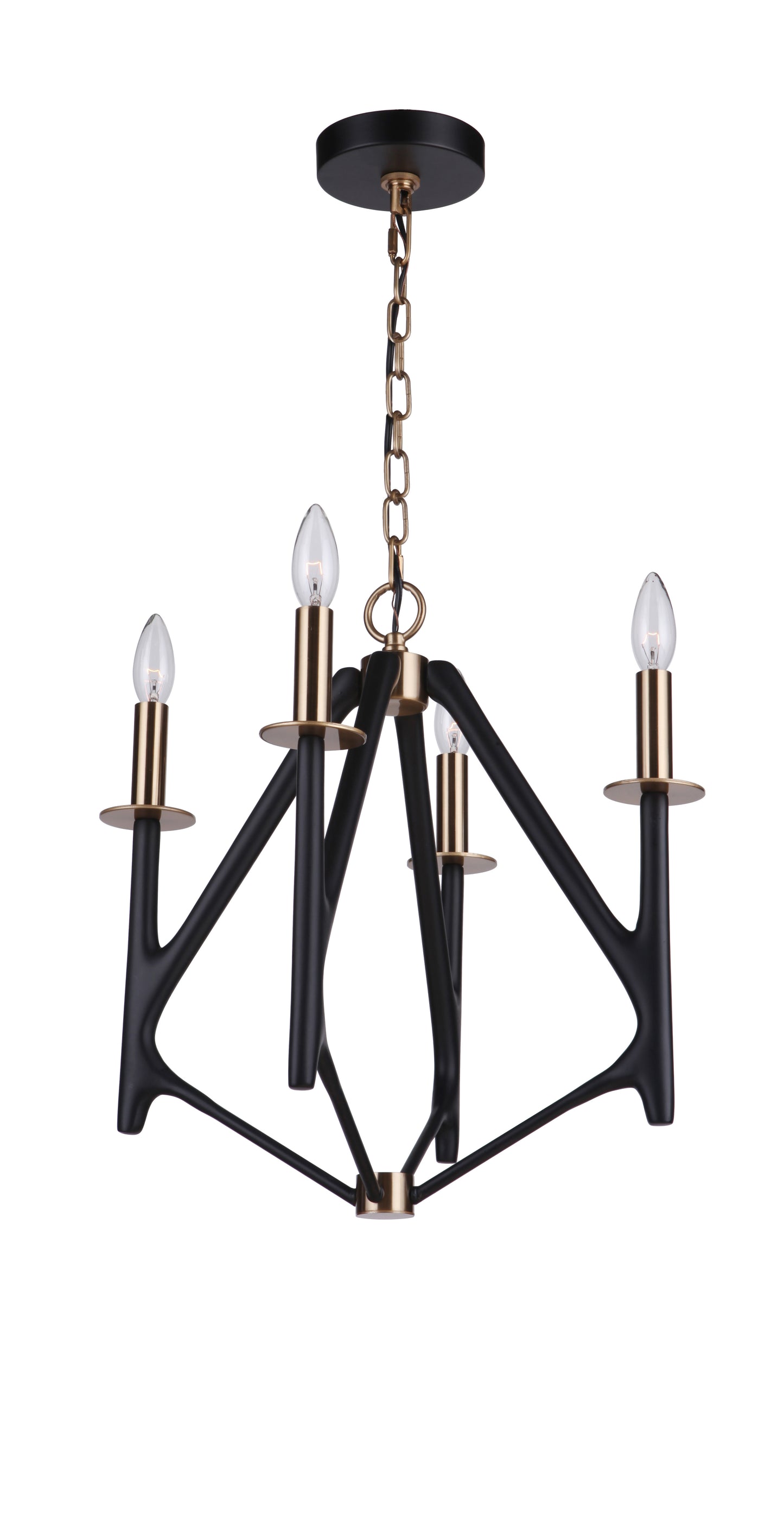 55534-FBSB - The Reserve 4 Light 18" Wide Foyer Light - Flat Black / Satin Brass
