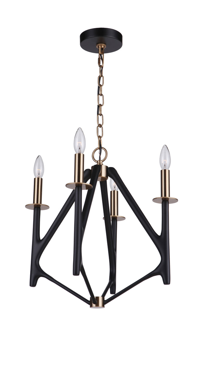 55534-FBSB - The Reserve 4 Light 18" Wide Foyer Light - Flat Black / Satin Brass
