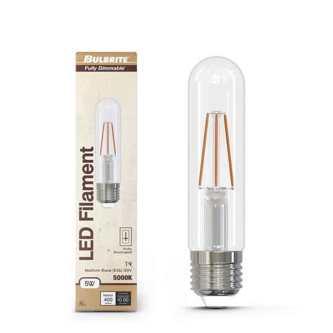 776991 - Filaments Dimmable T9 5" Clear Glass Medium Base - 5 Watt - 5000K - 4 Pack