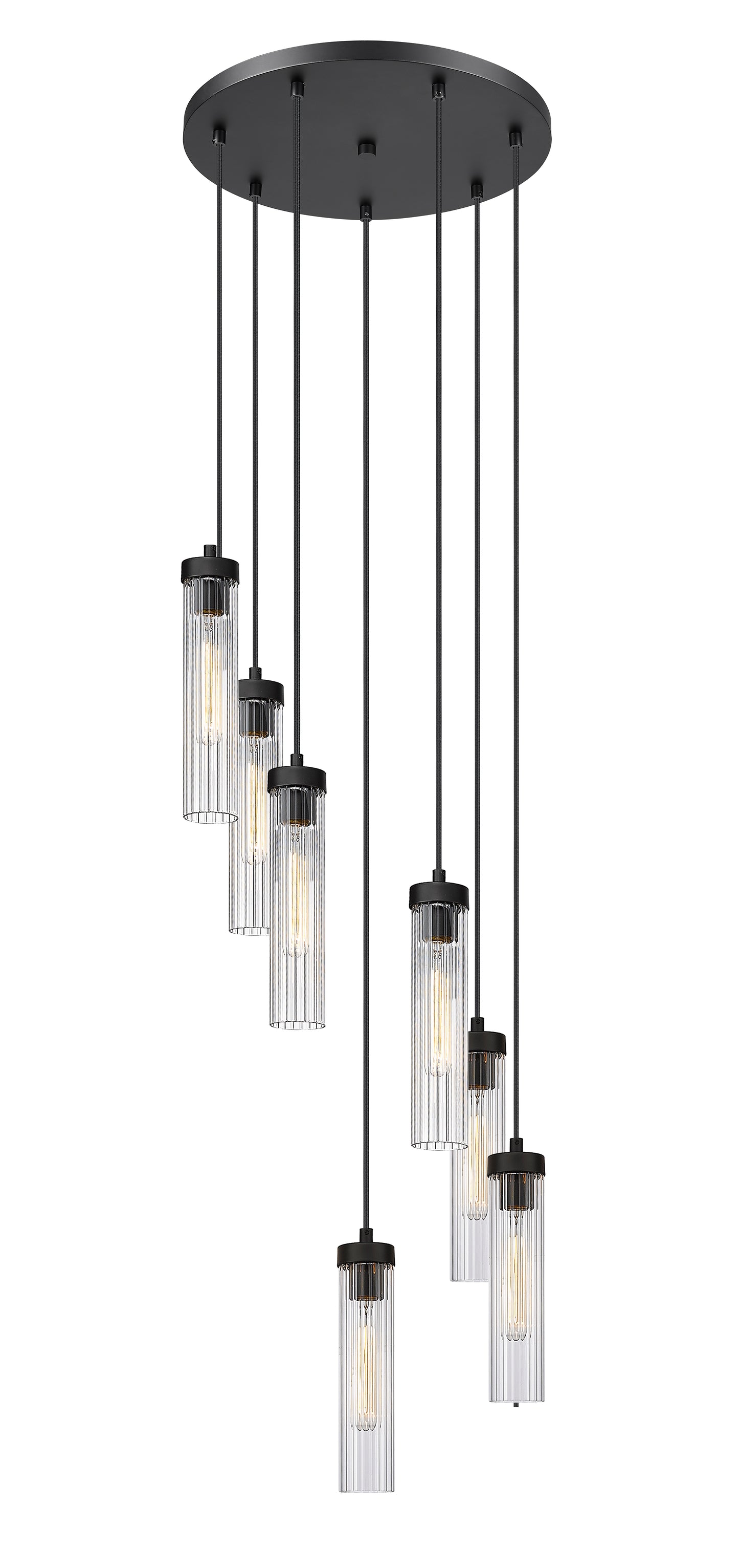 740P-7R-MB - Beau 7 Light 18" Chandelier - Matte Black