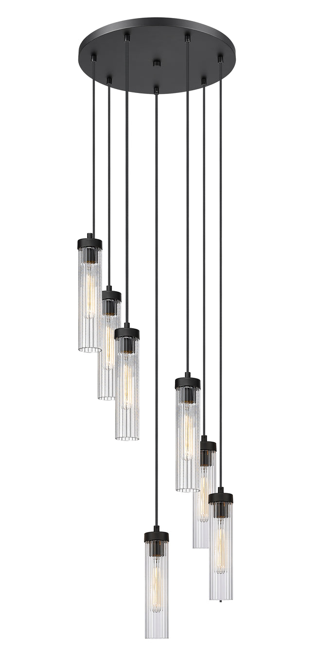 740P-7R-MB - Beau 7 Light 18" Chandelier - Matte Black
