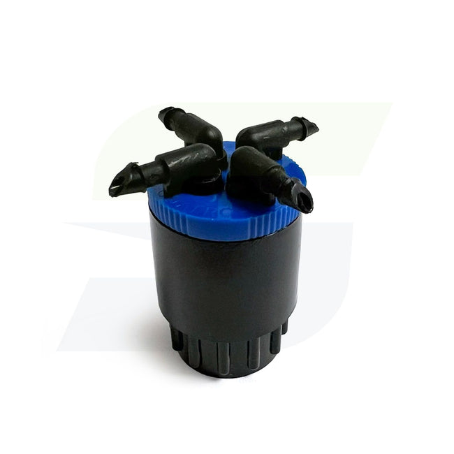 1/4" Barbed Cuatro-Flo Pressure Compensating 4 Outlet Bubbler, Blue - 2 GPH