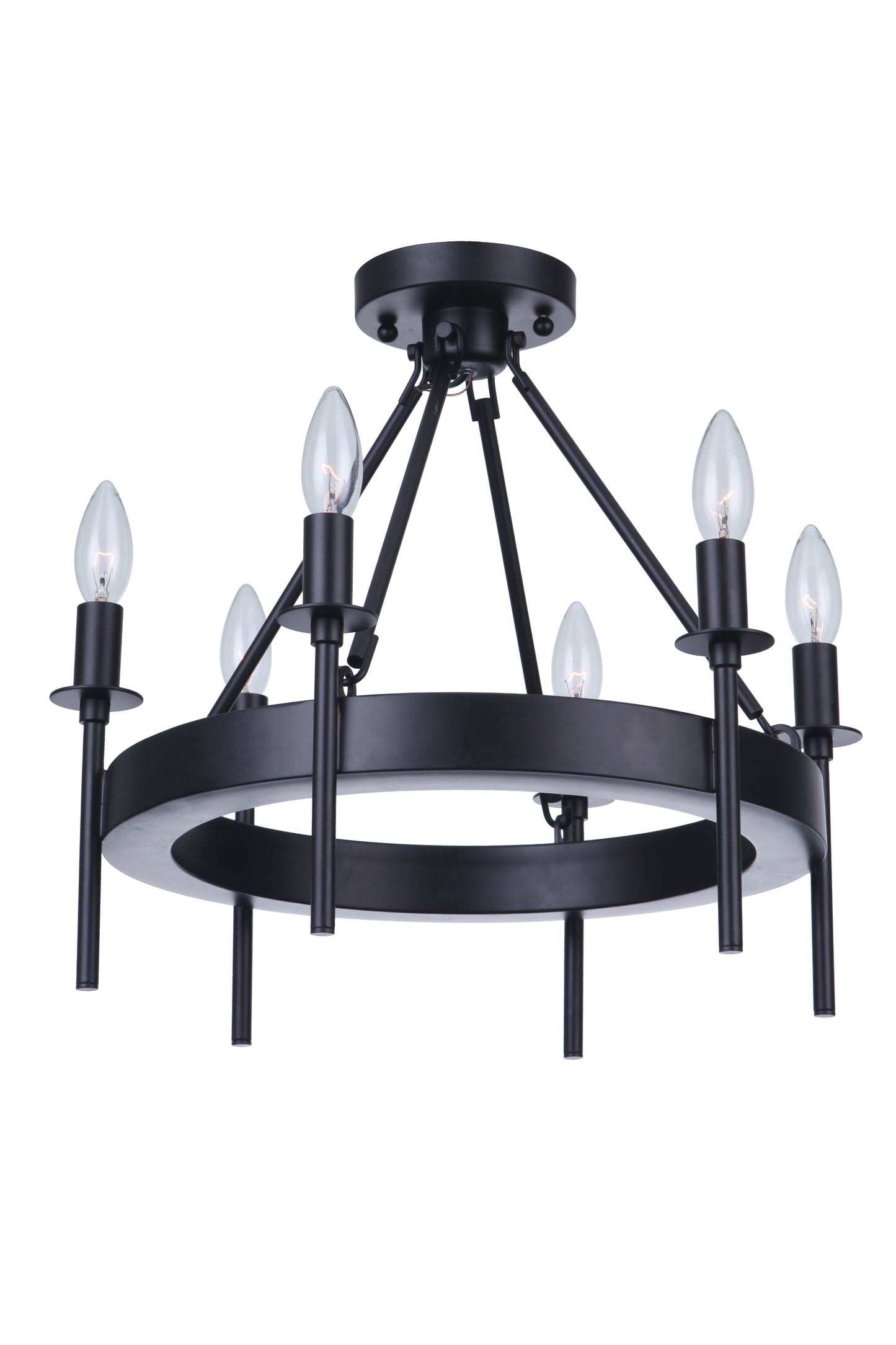 54356-FB - Larrson 6 Light 18" Wide Semi Flush Mount - Flat Black