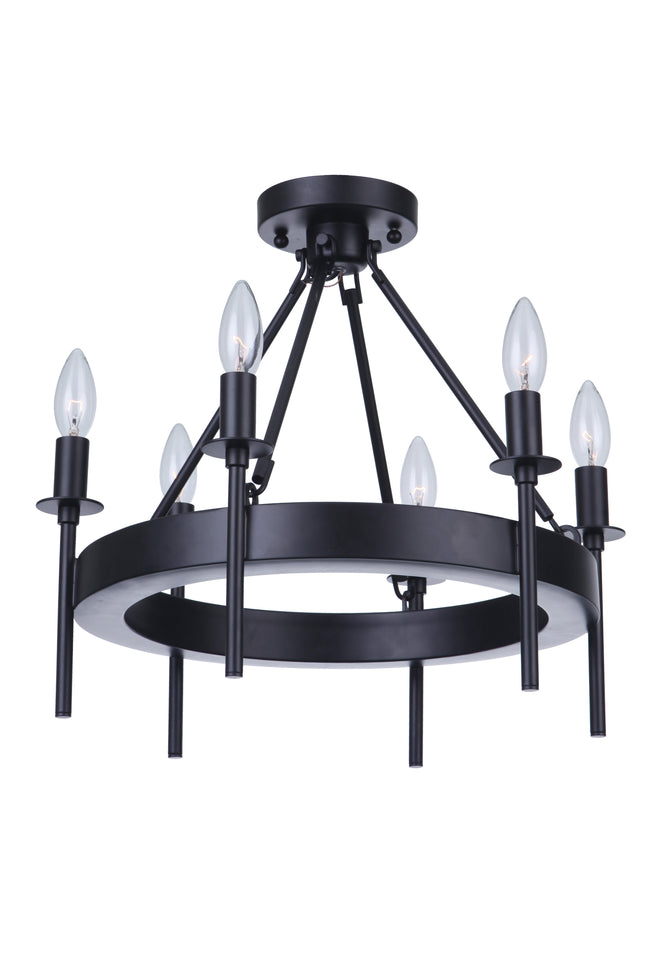 54356-FB - Larrson 6 Light 18" Wide Semi Flush Mount - Flat Black