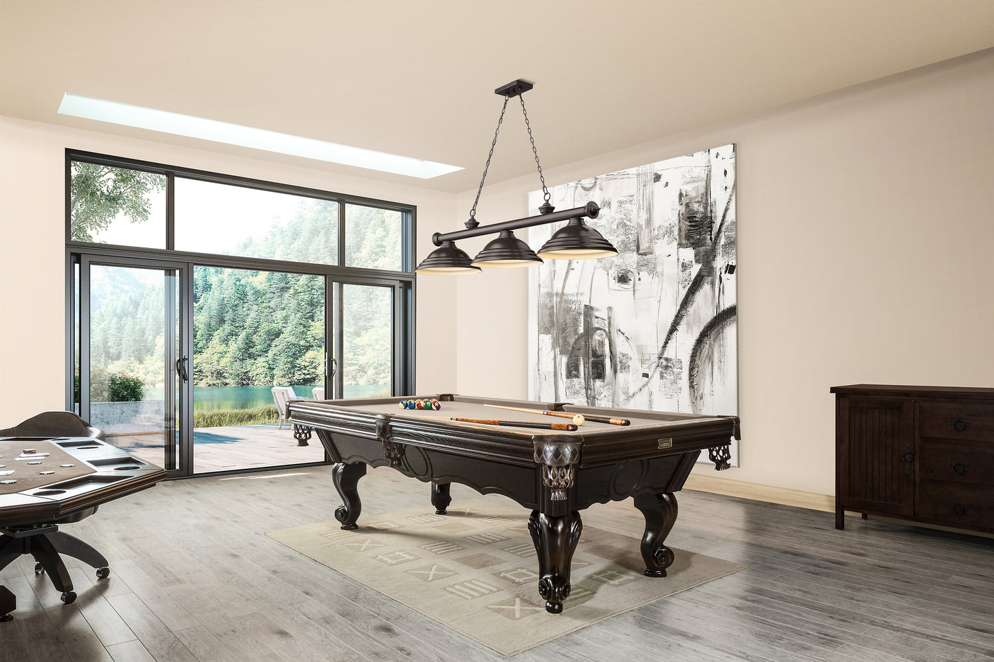 2306-3BRZ-SBRZ - Cordon 3 Light 58" Billiard - Bronze