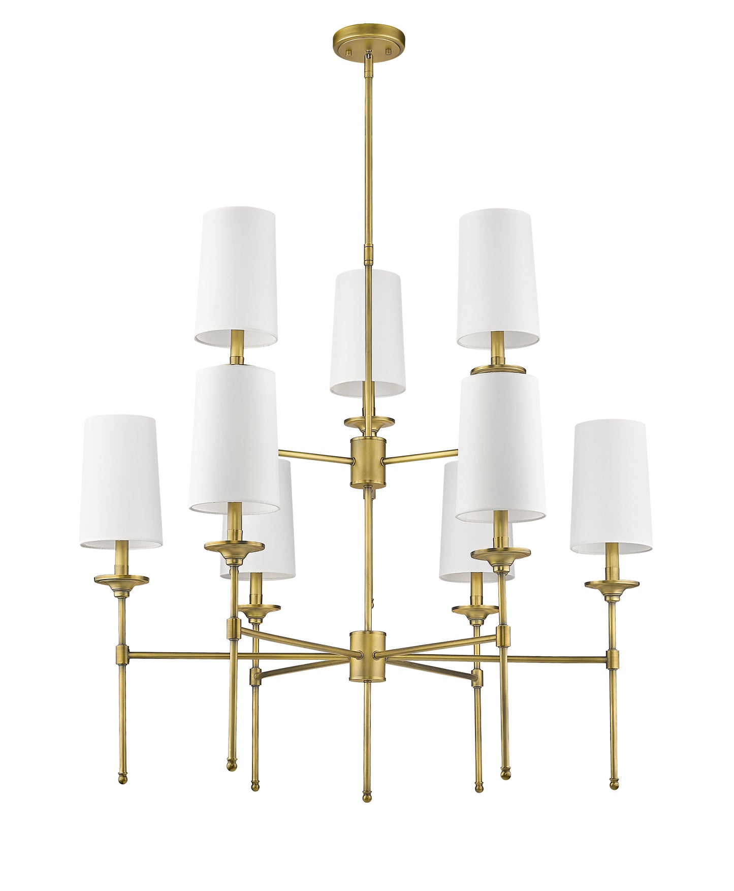 3033-9RB - Emily 9 Light 38" Chandelier - Rubbed Brass