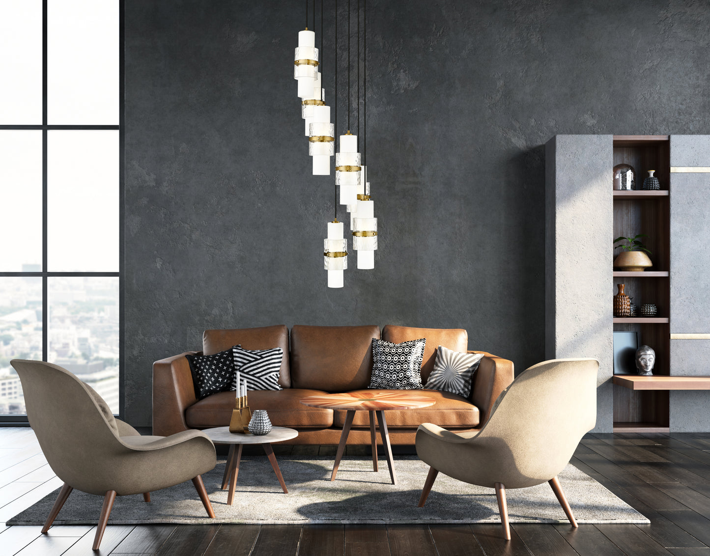 1946P-7R-MGLD - Cayden 7 Light 18" Chandelier - Modern Gold
